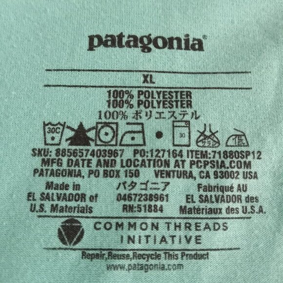 Patagonia Women's Crew-Neck Top XL Floral Teal Long-Sleeved Shirt - Picture 3 of 7